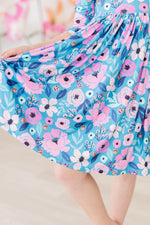 Twirling Teal Pocket Twirl Dress Three Quarter Sleeve - Everetts Place Boutique - Twirl Pocket Dress 3/4