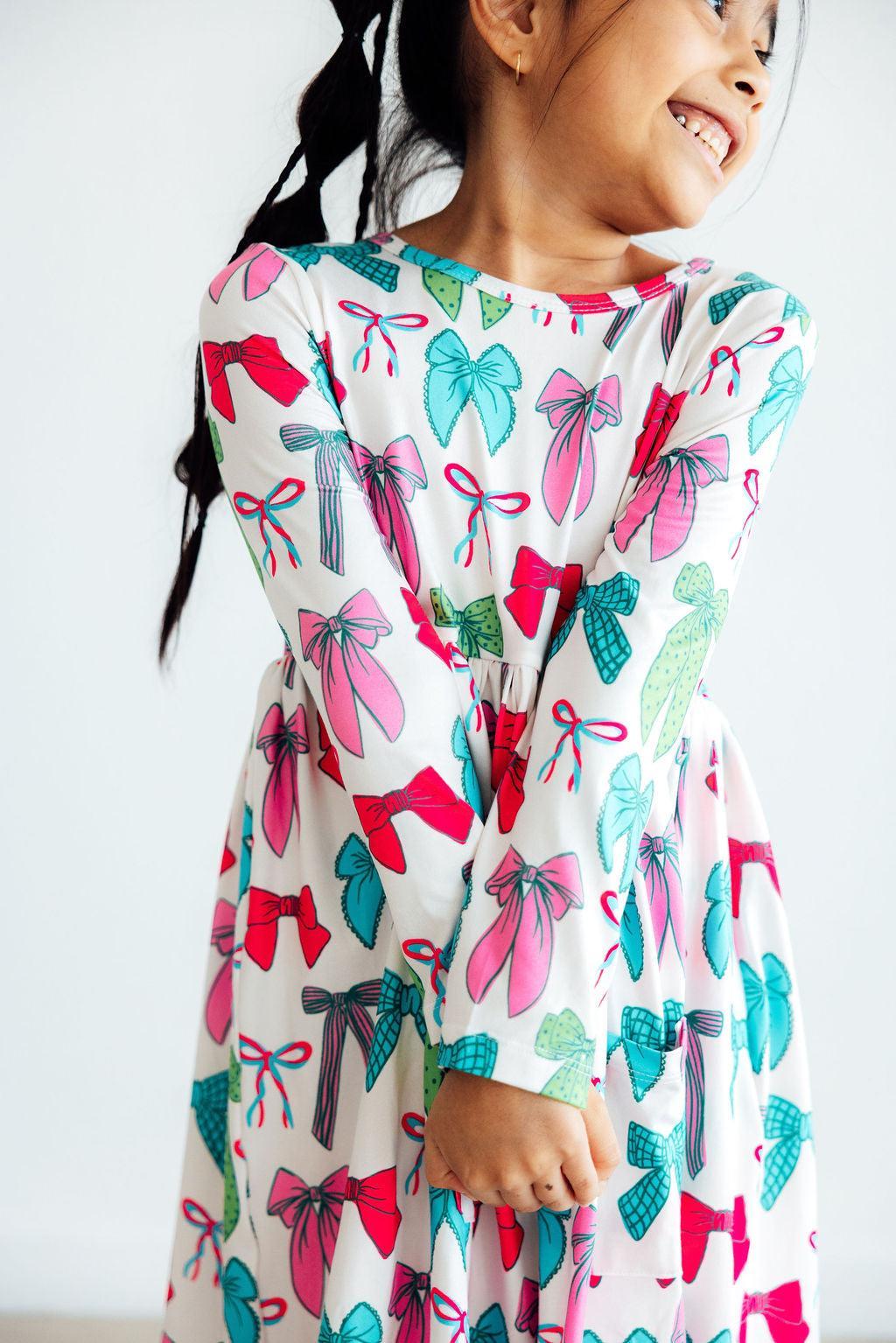 Twirls And Ties Long Sleeve Pocket Twirl Dress For Girls Mila & Rose ® Everetts Place: Online Boutique