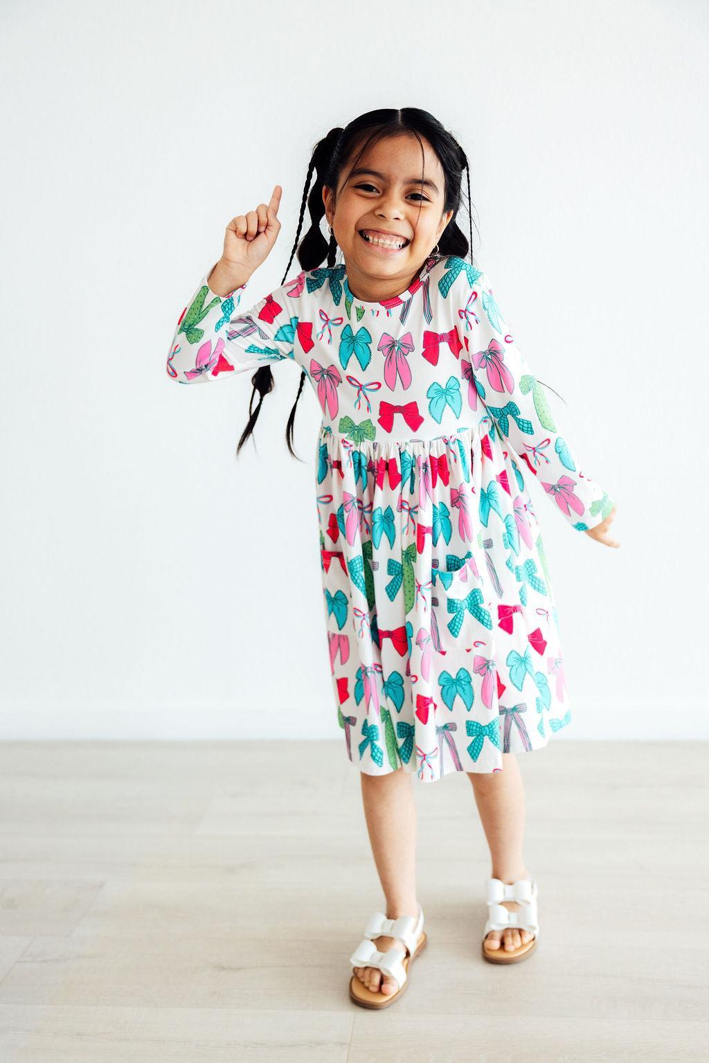 Twirls And Ties Long Sleeve Pocket Twirl Dress For Girls Mila & Rose ® Everetts Place: Online Boutique