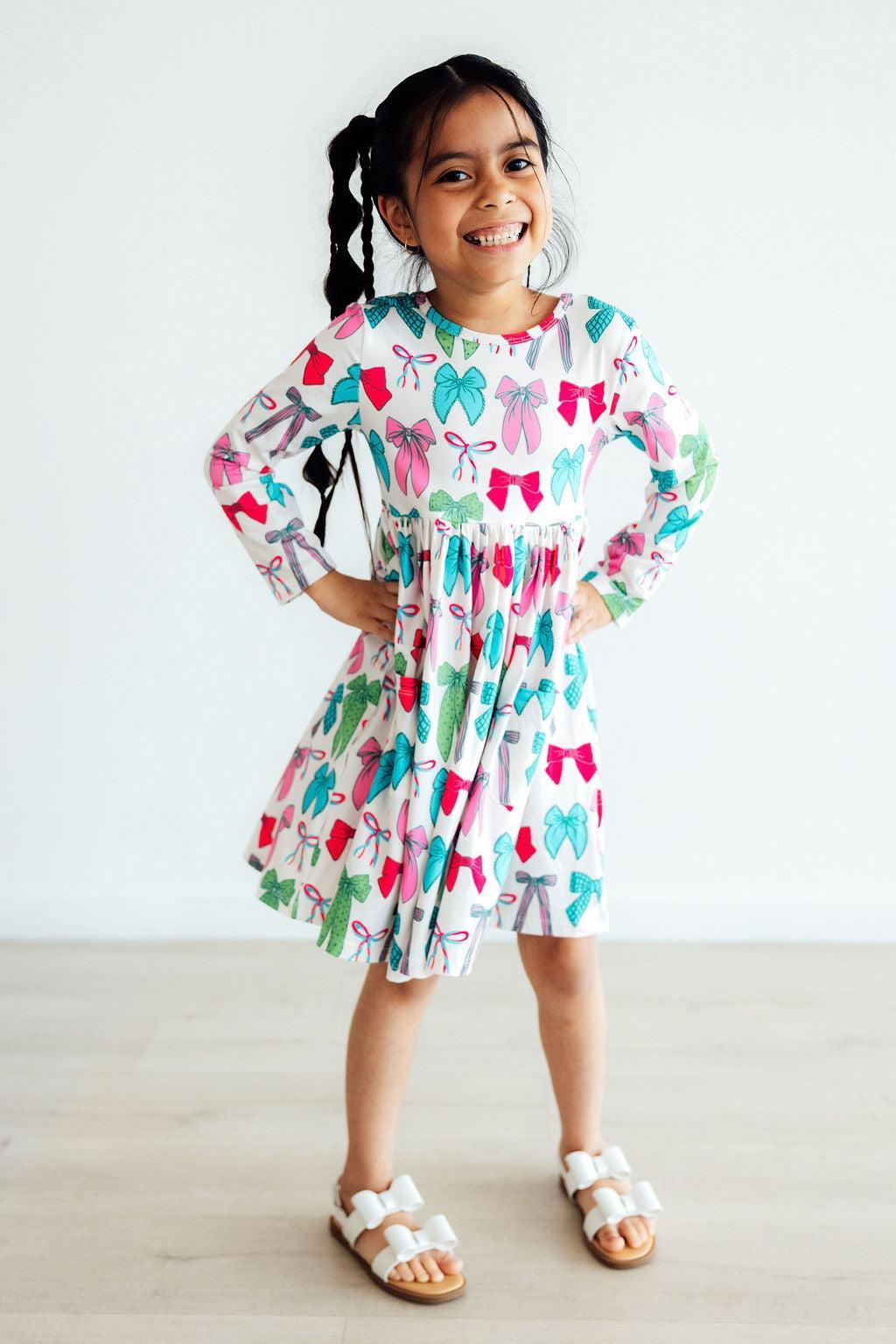 Twirls And Ties Long Sleeve Pocket Twirl Dress For Girls Mila & Rose ® Everetts Place: Online Boutique