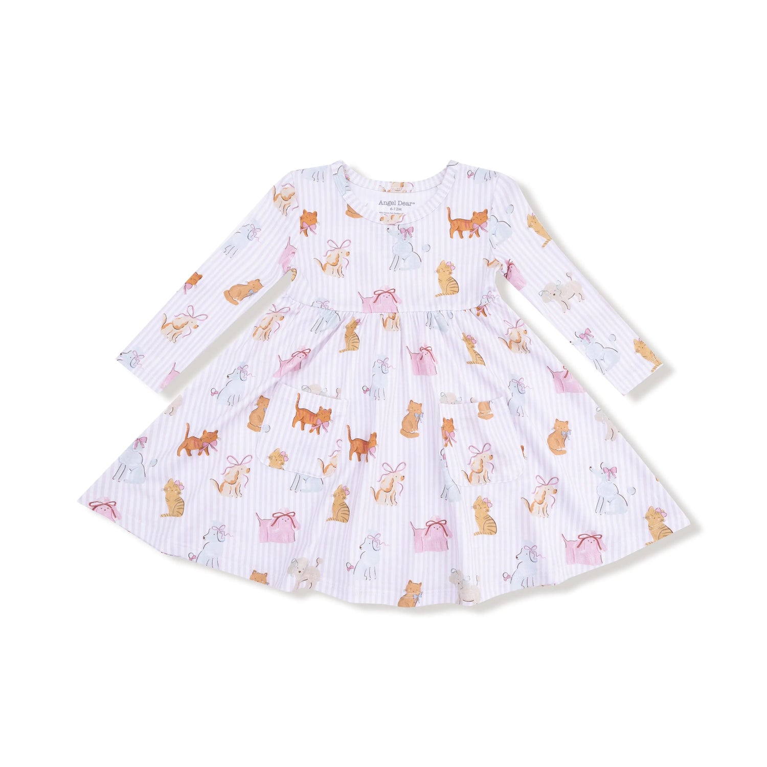 Angel Dear Twirly Long Sleeve Dress Soft Bamboo Viscose For Playdates - Apparel & Accessories > Clothing > Baby & Toddler Clothing > Baby & Toddler Dresses 544