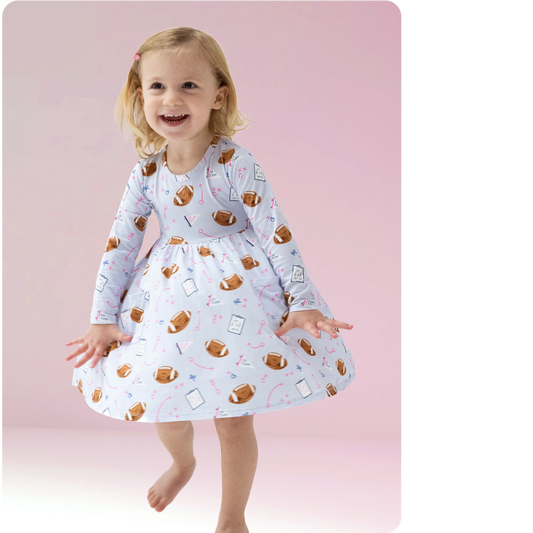 Twirly Long Sleeve Dress for Girls Soft Bamboo Viscose Cozy Playdate Outfit Angel Dear Everetts Place: Online Boutique