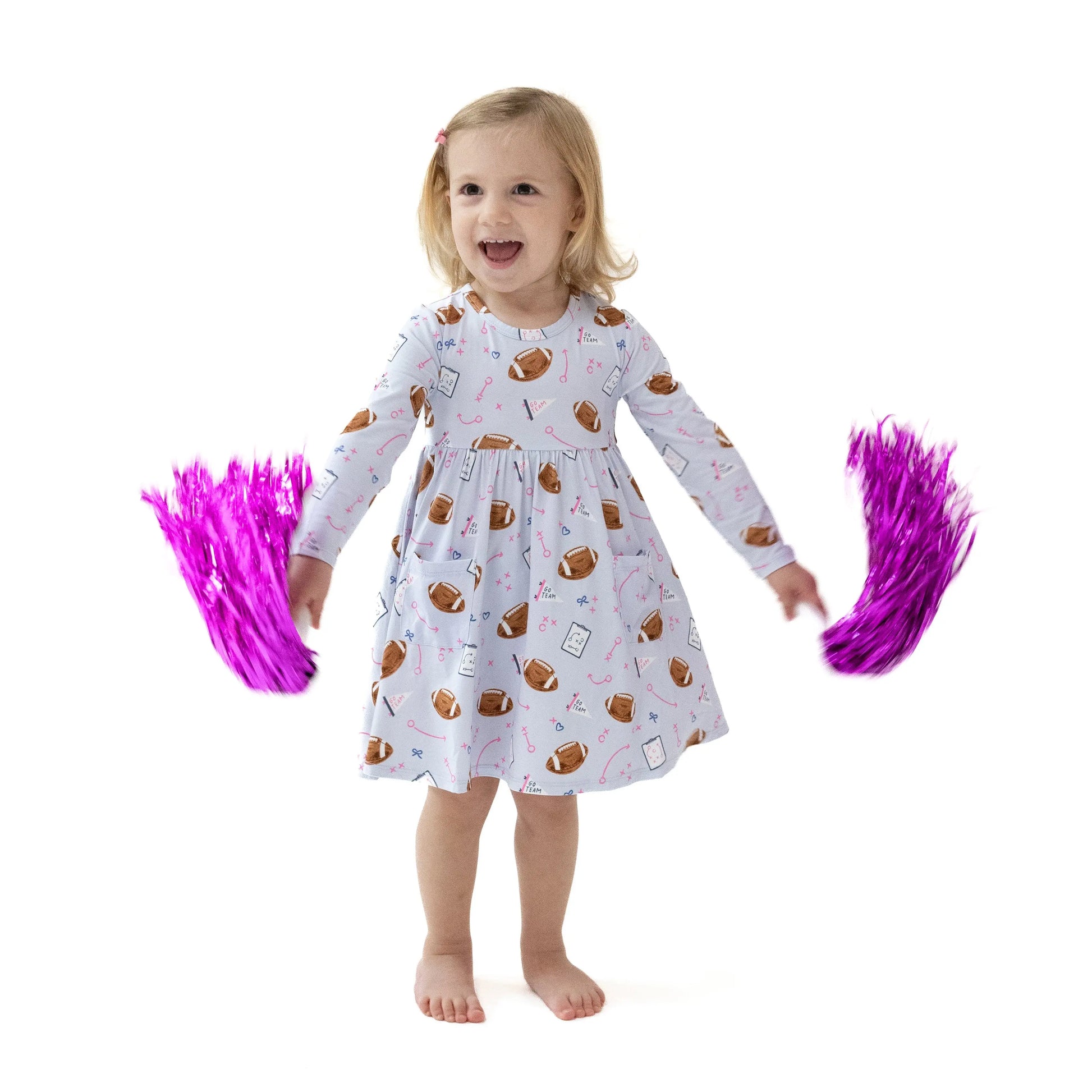 Twirly Long Sleeve Dress for Girls Soft Bamboo Viscose Cozy Playdate Outfit Angel Dear Everetts Place: Online Boutique