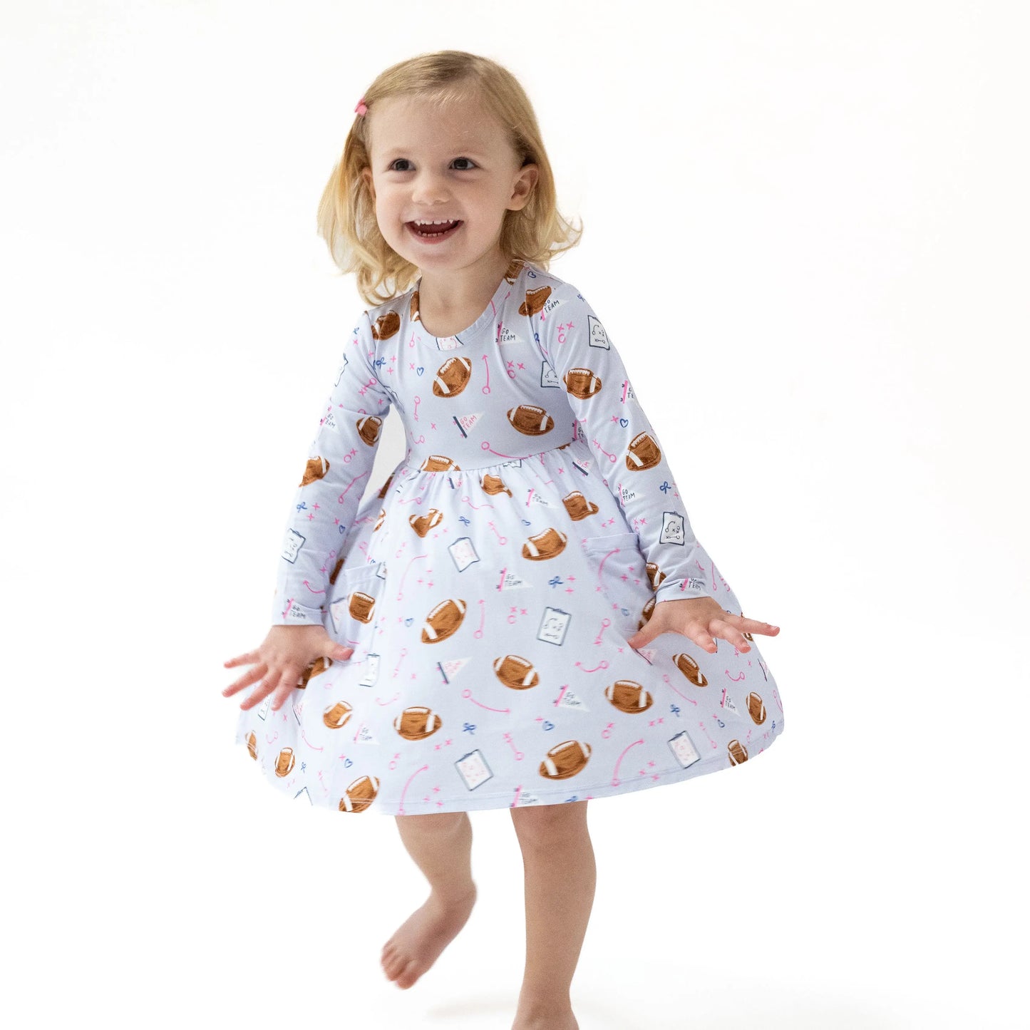 Twirly Long Sleeve Dress for Girls Soft Bamboo Viscose Cozy Playdate Outfit Angel Dear Everetts Place: Online Boutique