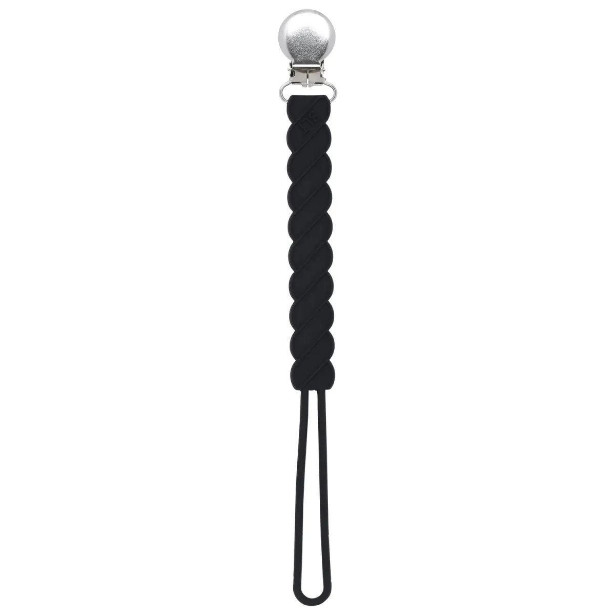 Three Little Tots Twist Black All Silicone One Piece Pacifier Clip - 