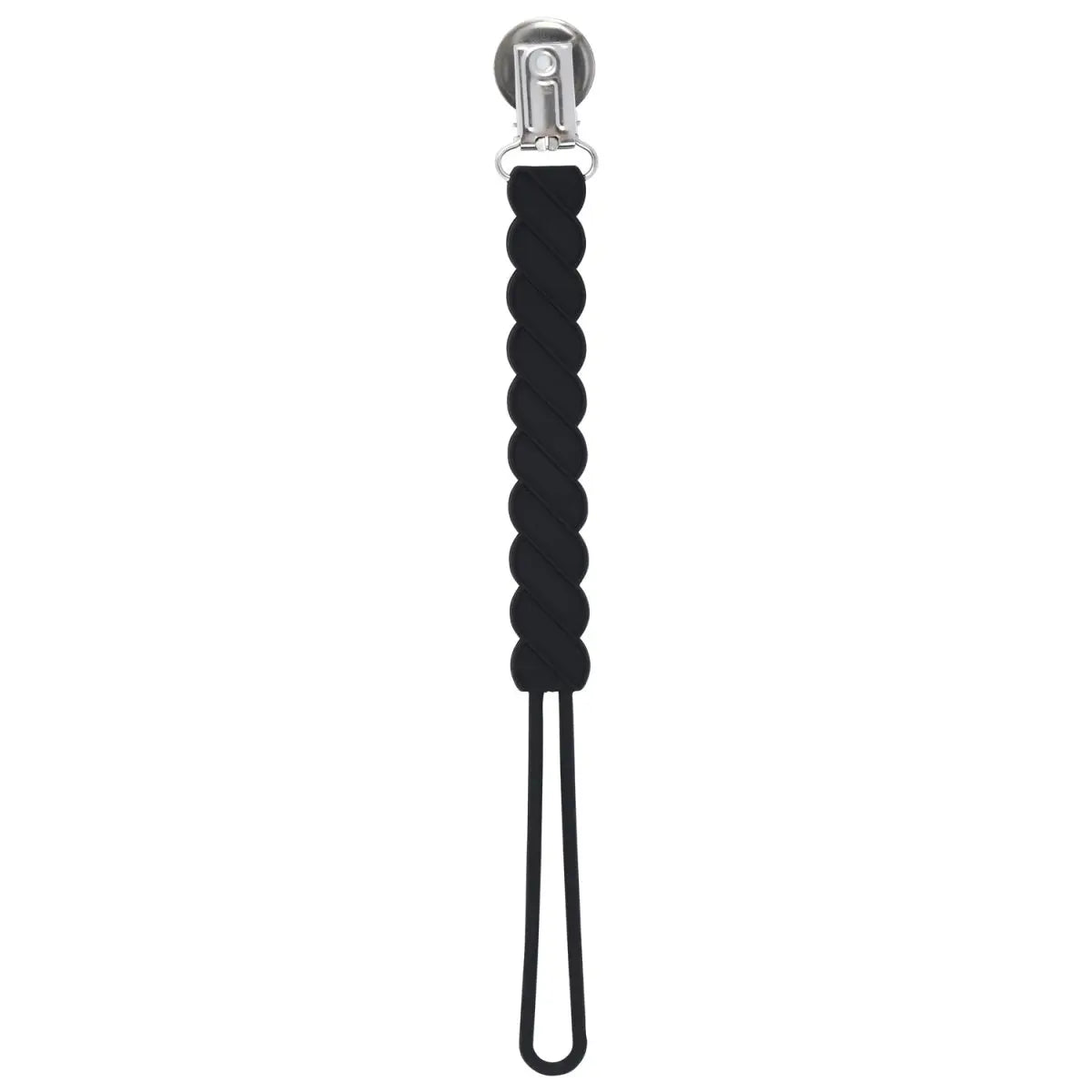 Three Little Tots Twist Black All Silicone One Piece Pacifier Clip - 