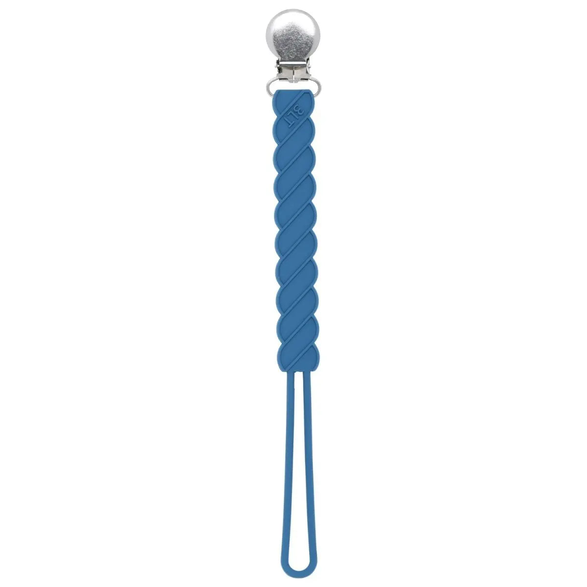 Three Little Tots Twist Blue All Silicone One Piece Pacifier Clip - 