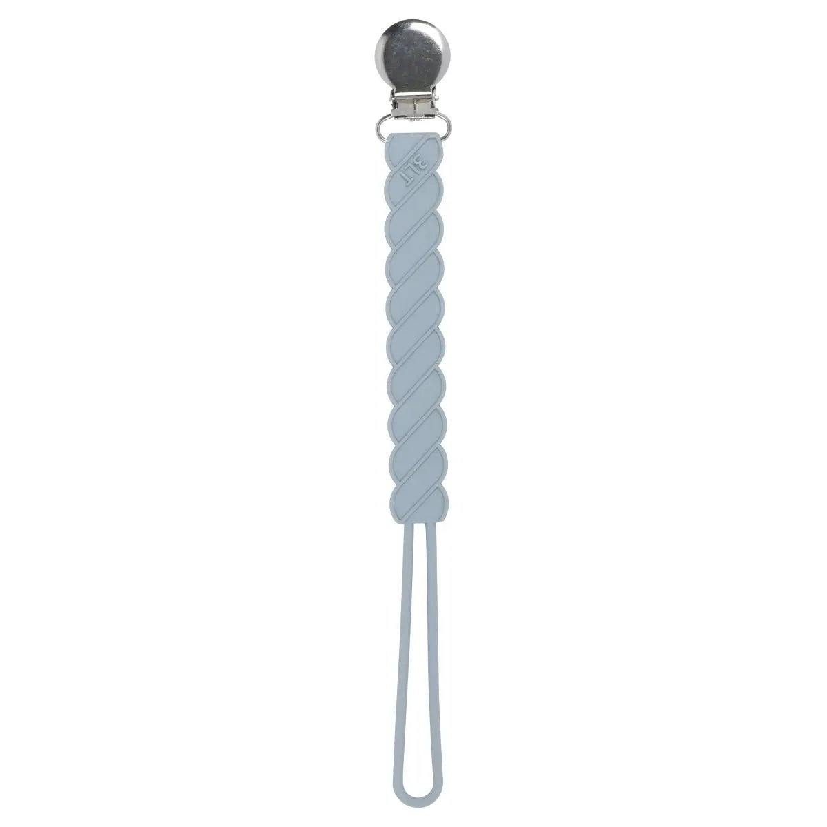 Three Little Tots Twist Glacier Blue Gray All Silicone One Piece Pacifier Clip - 
