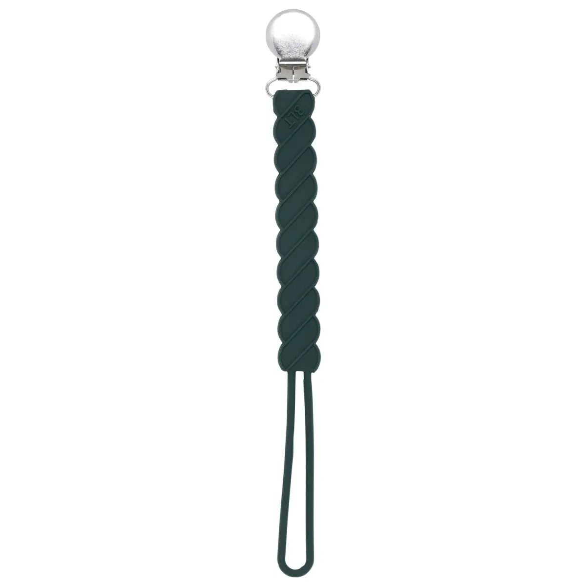 Three Little Tots Twist Hunter Green All Silicone One Piece Pacifier Clip - 