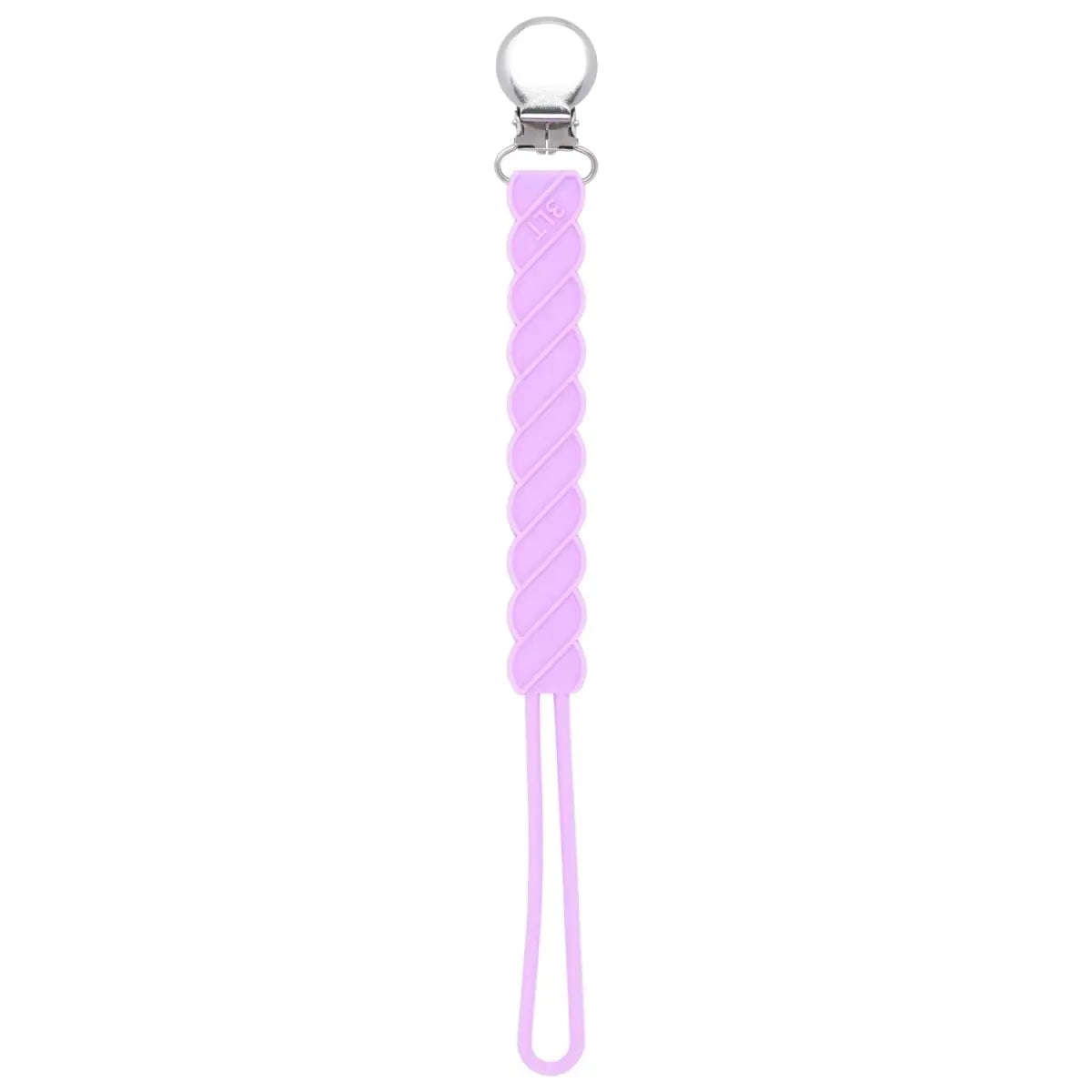 Three Little Tots Twist Lavender Purple All Silicone One Piece Pacifier Clip - 