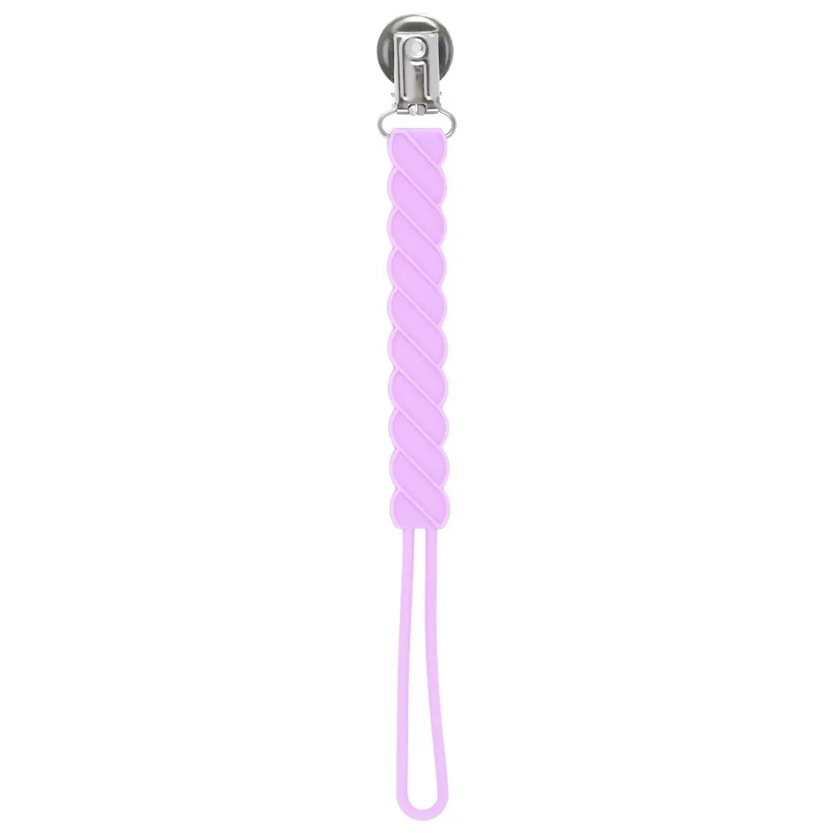 Three Little Tots Twist Lavender Purple All Silicone One Piece Pacifier Clip - 