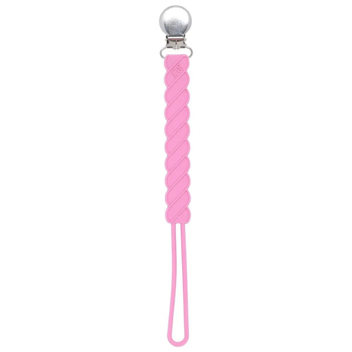 Three Little Tots Twist Rose Pink All Silicone One Piece Pacifier Clip - 