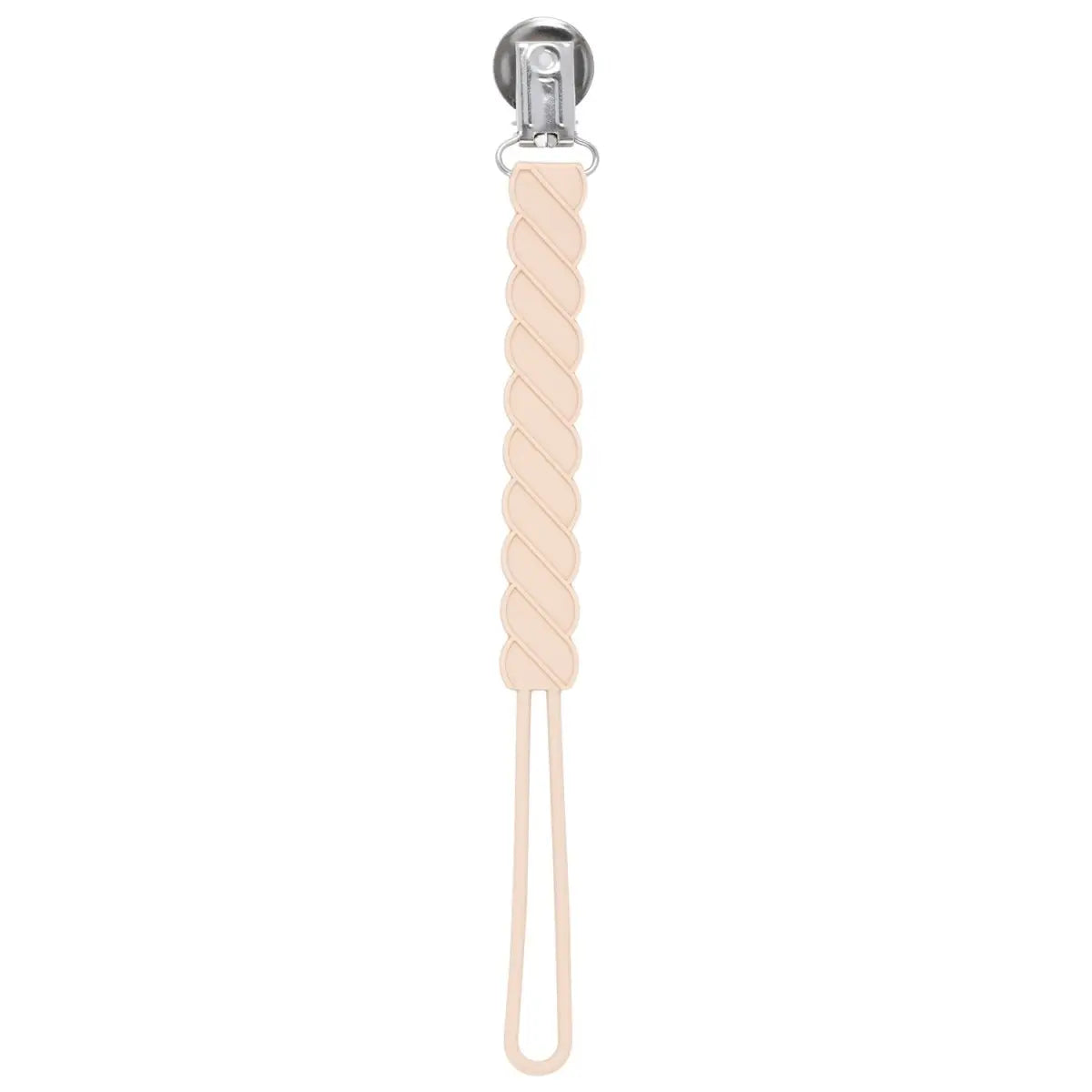 Three Little Tots Twist Tan Neutral All Silicone One Piece Pacifier Clip - 