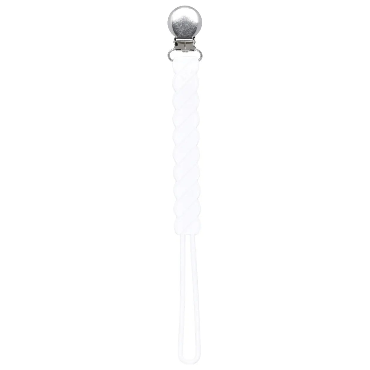Three Little Tots Twist White All Silicone One Piece Pacifier Clip - 