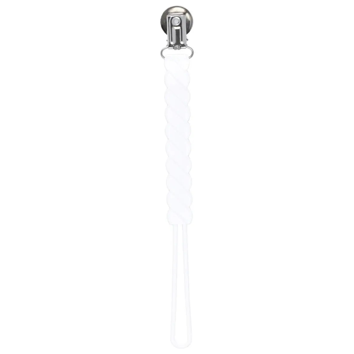 Three Little Tots Twist White All Silicone One Piece Pacifier Clip - 