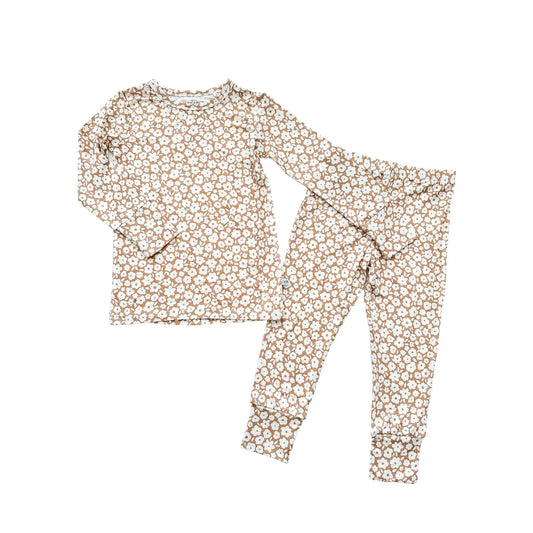 Two-Piece Pajama Set - Mocha Ditsy Harp Angel Boutique