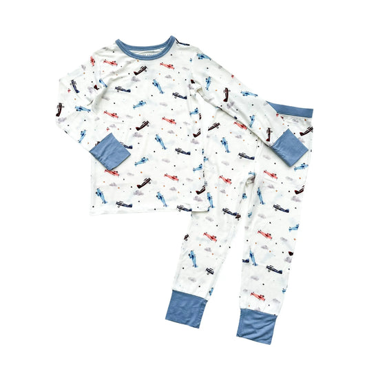 Two-Piece Pajama Set - Vintage Airplane Harp Angel Boutique
