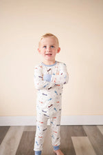 Harp Angel Boutique Cozy Bamboo Two-Piece Pajama Set with Vintage Airplane Design for Kids - Apparel & Accessories > Clothing > Baby & Toddler Clothing > Baby & Toddler Sleepwear two-piece set