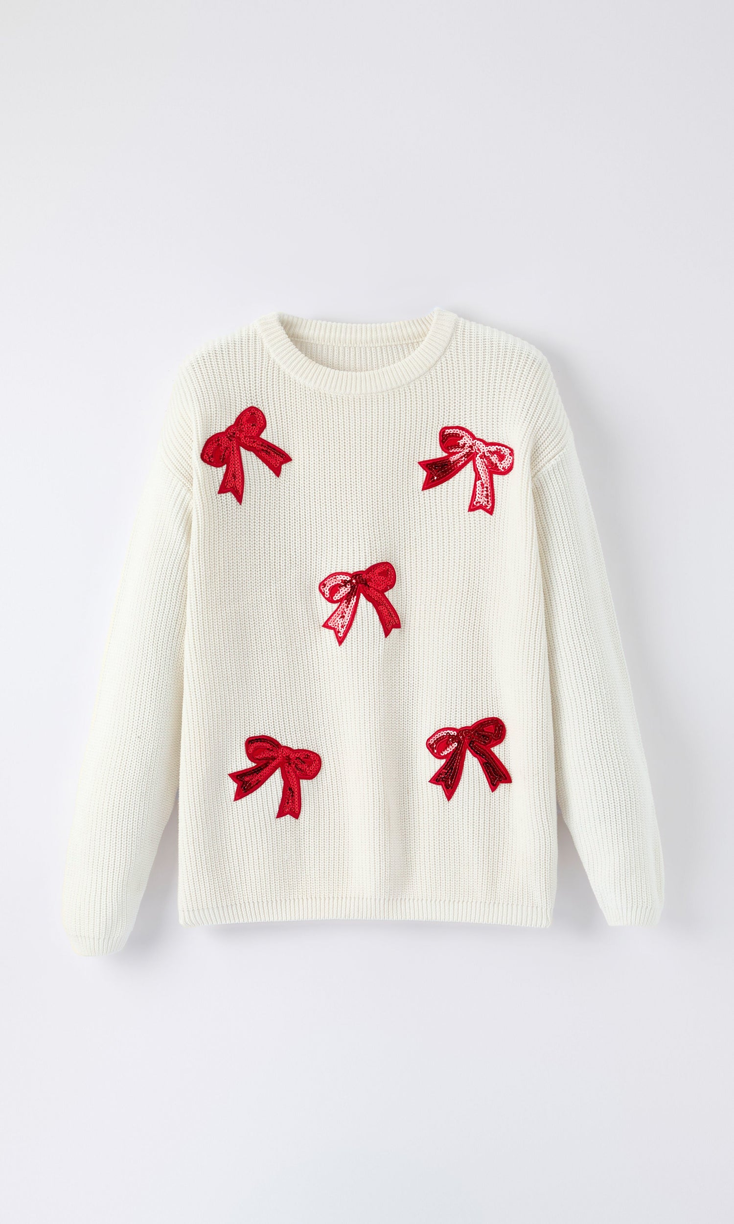 Cotton Pullover Sweater, Girls Bow Sequins, Mommy & Me