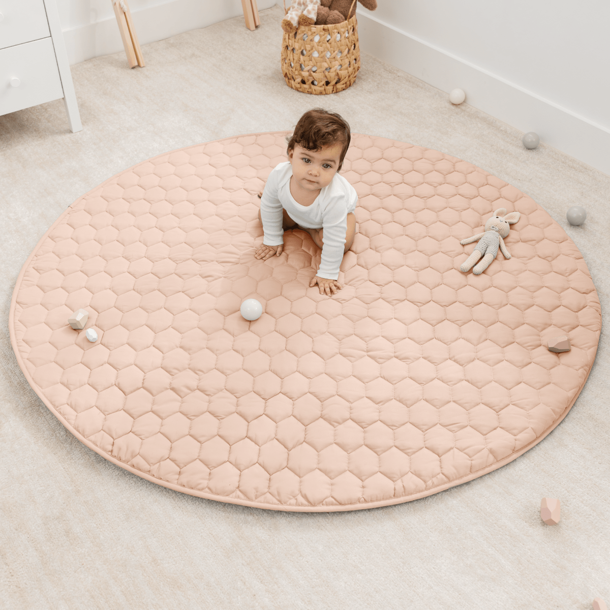 Comfy Cubs Ultra Soft Plush Blush Baby Play Mat With Non Slip Bottom - Everetts Place Boutique - 