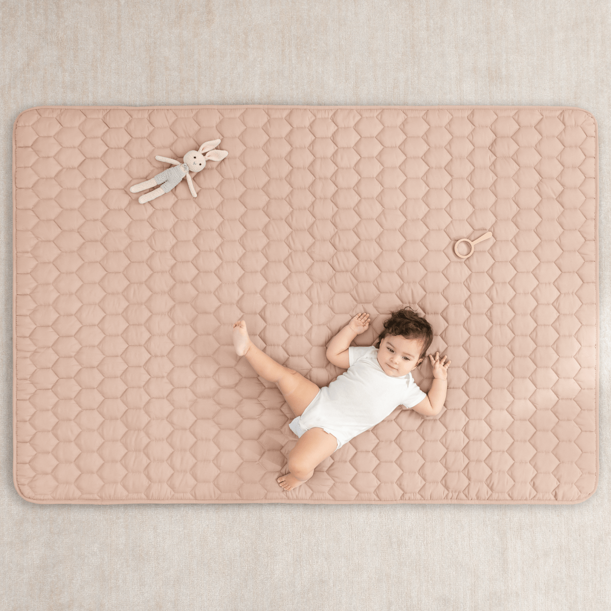 Ultra Soft Plush Blush Baby Play Mat With Non Slip Bottom - Everetts Place Boutique - 