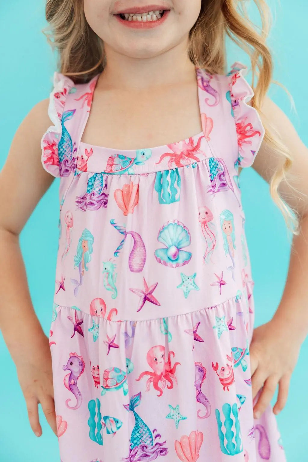 Mila & Rose ® Under the Sea Ruffle Cross Back Dress - 