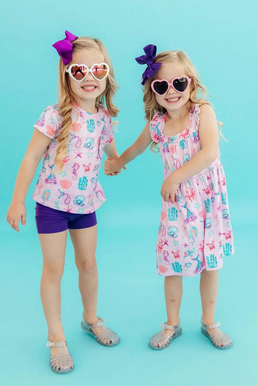 Mila & Rose ® Under the Sea Ruffle Cross Back Dress - 