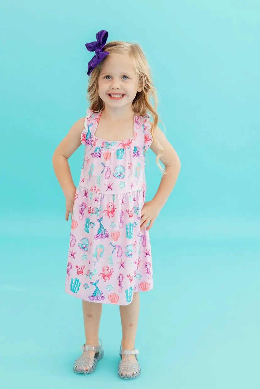 Mila & Rose ® Under the Sea Ruffle Cross Back Dress - 
