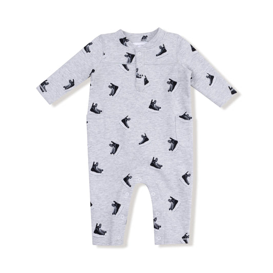 Uni Romper Cozy Henley Neckline Fall Winter Baby Outfit Angel Dear Everetts Place: Online Boutique