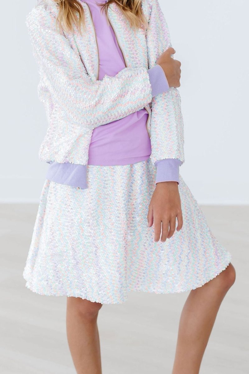 Unicorn Flip Sequin Twirl Skort With Attached Shorts - Everetts Place Boutique - Sequin Skort