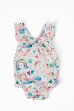 Mila & Rose ® Unicorn Kisses Ruffle Cross Back Romper - 