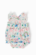 Mila & Rose ® Unicorn Kisses Ruffle Cross Back Romper - 