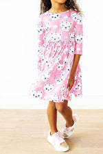 Unicorn Kitties 3/4 Sleeve Pocket Twirl Dress by Mila & Rose ® at Everetts Place