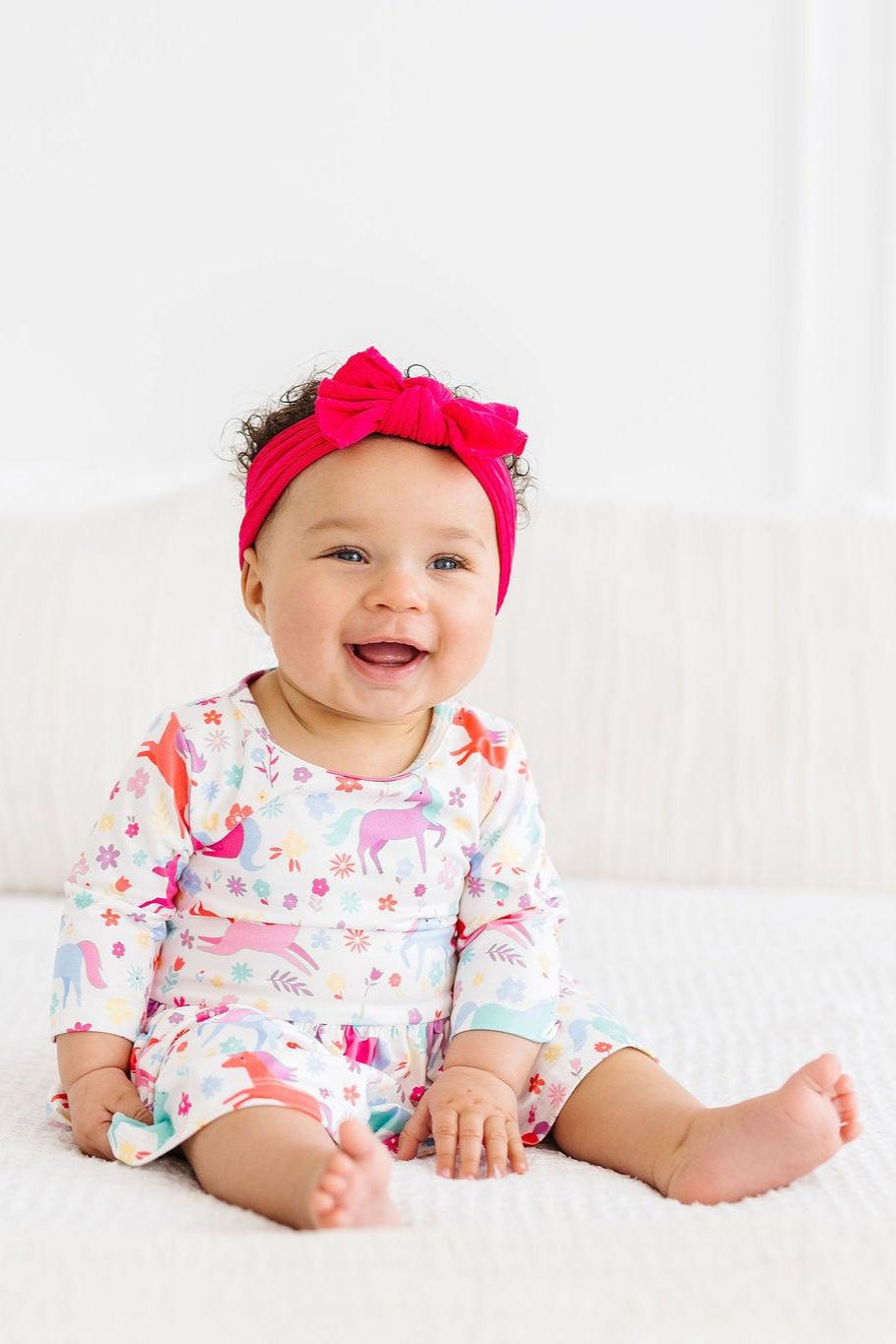 Unicorn Wish Three Quarter Sleeve Twirl Baby Bodysuit Mila & Rose ® Everetts Place: Online Boutique
