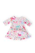 Unicorn Wish Three Quarter Sleeve Twirl Baby Bodysuit Mila & Rose ® Everetts Place: Online Boutique