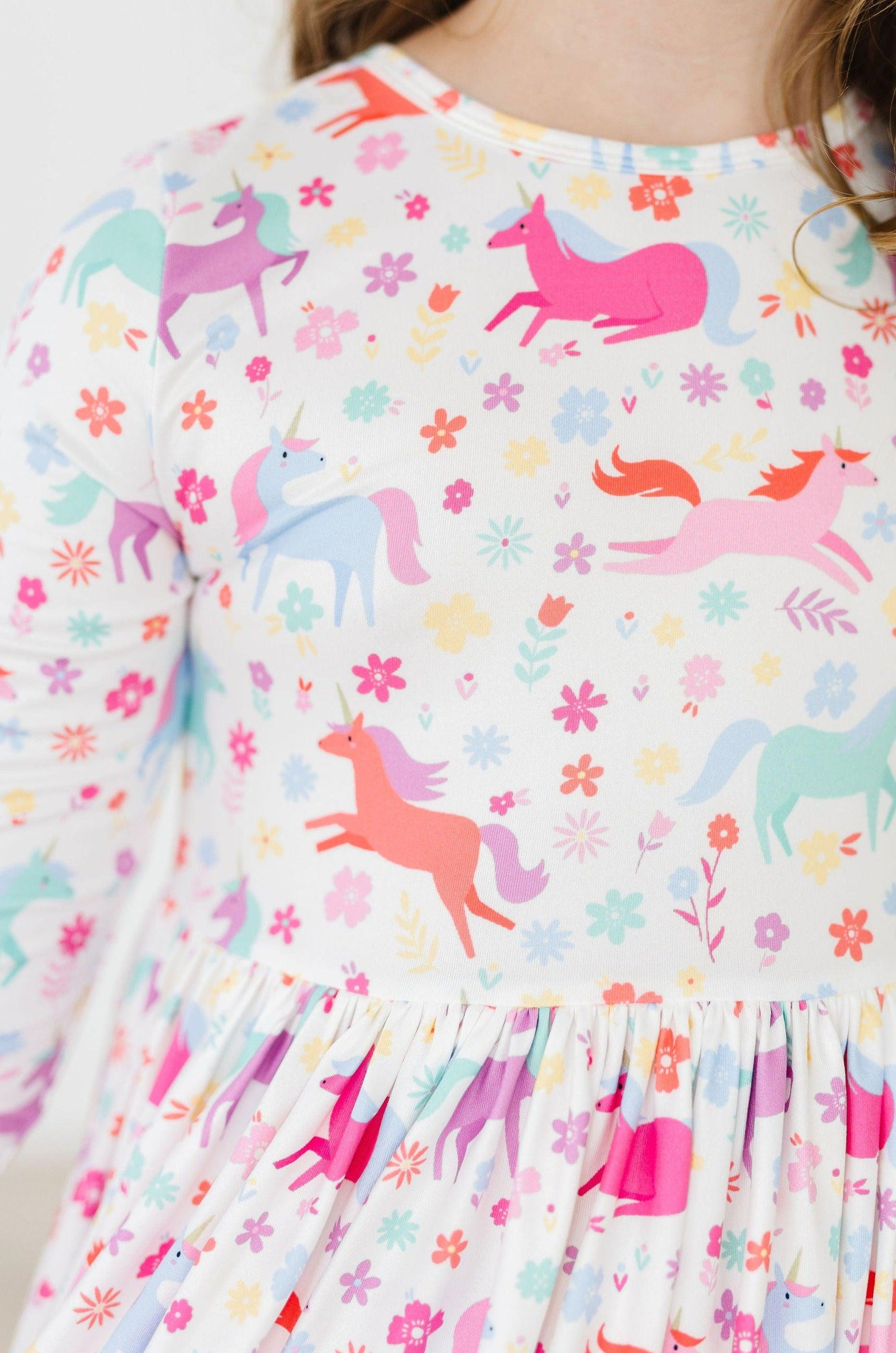 Unicorn Wish Twirl Dress With Pockets Three Quarter Sleeve Mila & Rose ® Everetts Place: Online Boutique