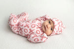 Three Little Tots Valentine's Day XOXO Bamboo Newborn Zipper Pajamas Sleepers - 