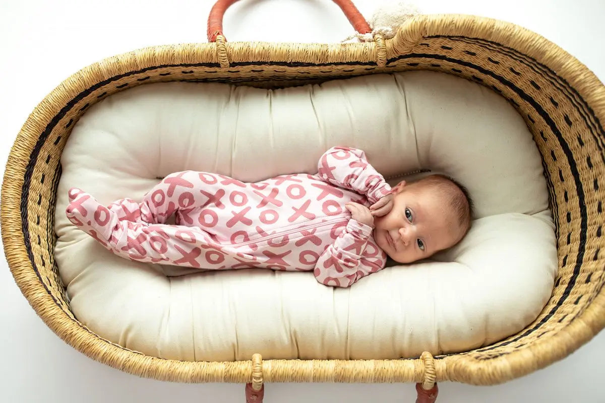 Three Little Tots Valentine's Day XOXO Bamboo Newborn Zipper Pajamas Sleepers - 