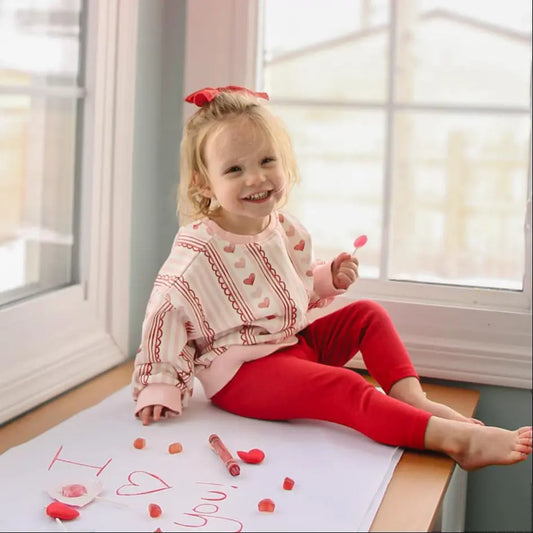 Valentines Wallpaper Crewneck Sweatshirt Cozy Holiday Style Little Joy Co. Everetts Place: Online Boutique