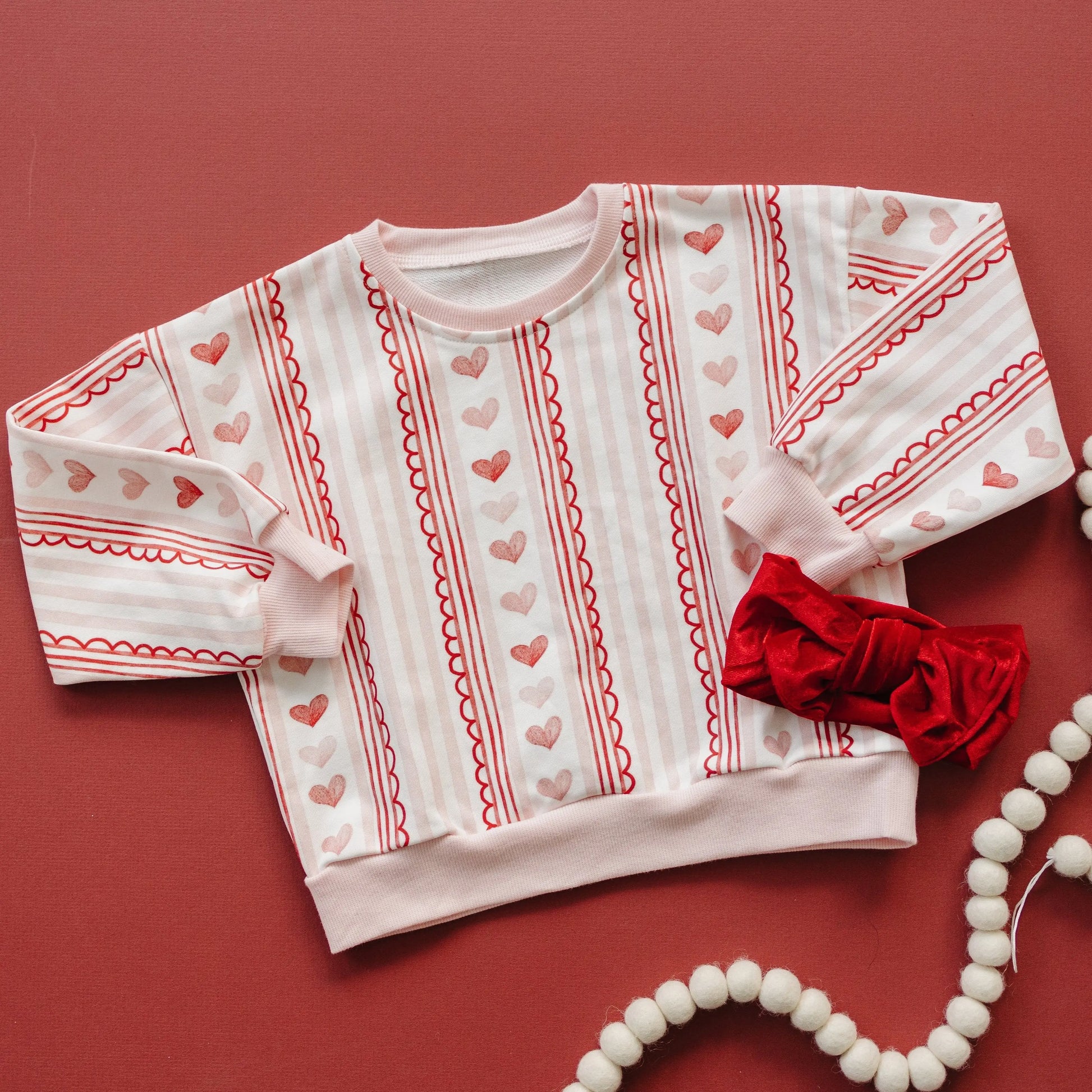 Valentines Wallpaper Crewneck Sweatshirt Cozy Holiday Style Little Joy Co. Everetts Place: Online Boutique