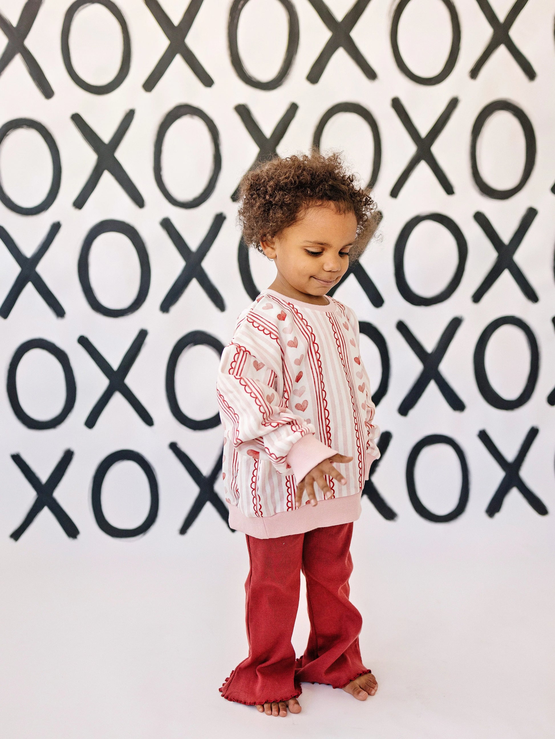 Valentines Wallpaper Crewneck Sweatshirt Cozy Holiday Style Little Joy Co. Everetts Place: Online Boutique