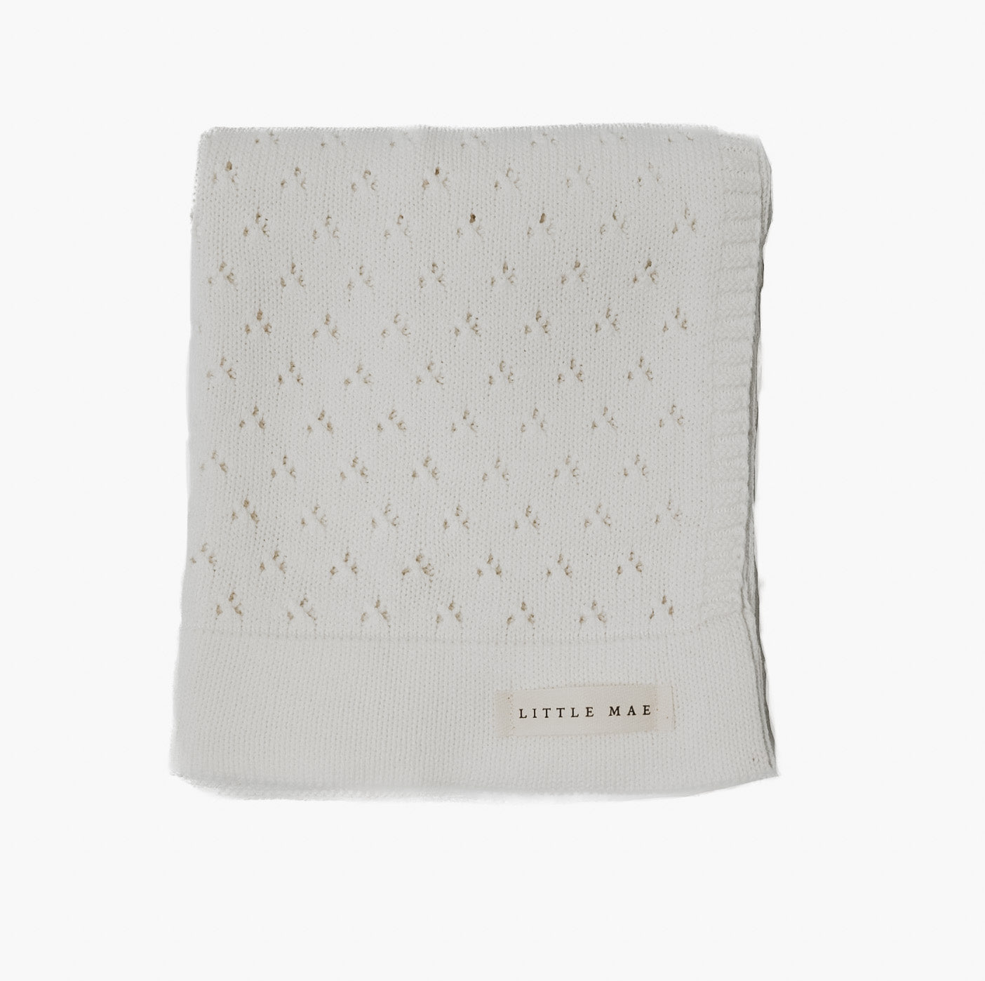 Vanilla Pointelle Knit Baby Blanket By Little Mae And Co Little Mae & Co Everetts Place: Online Boutique
