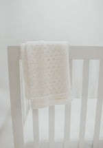 Vanilla Pointelle Knit Baby Blanket By Little Mae And Co Little Mae & Co Everetts Place: Online Boutique