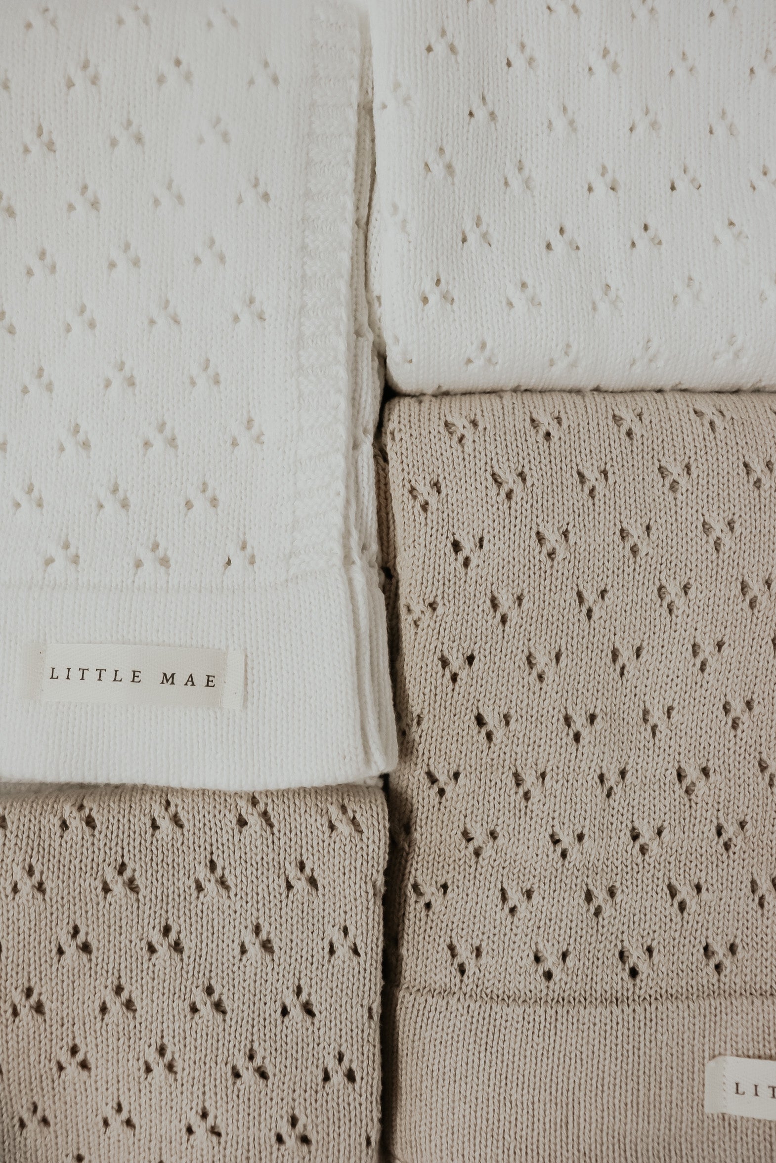 Vanilla Pointelle Knit Baby Blanket By Little Mae And Co Little Mae & Co Everetts Place: Online Boutique