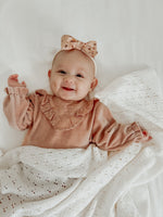Vanilla Pointelle Knit Baby Blanket By Little Mae And Co Little Mae & Co Everetts Place: Online Boutique