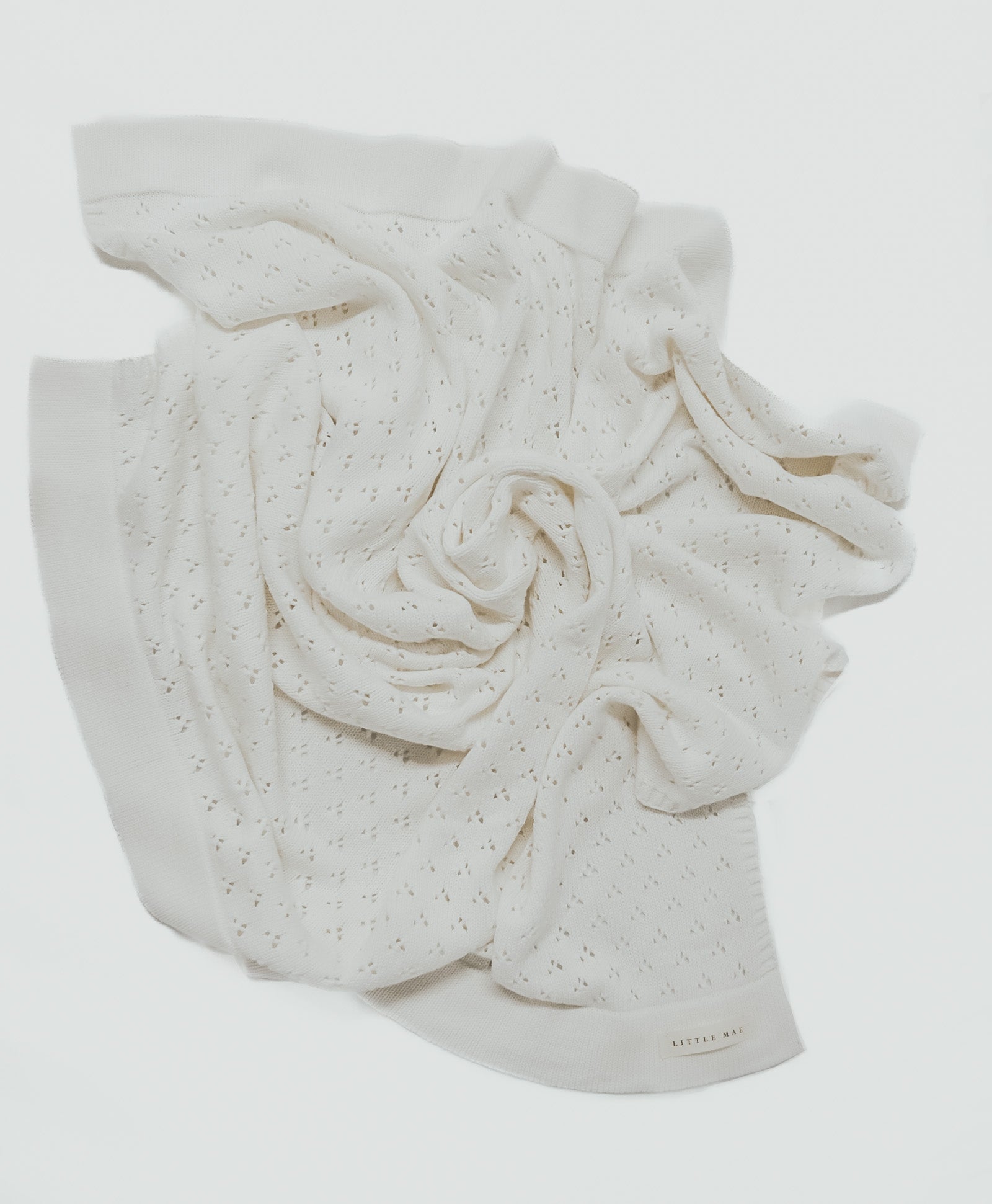 Vanilla Pointelle Knit Baby Blanket By Little Mae And Co Little Mae & Co Everetts Place: Online Boutique