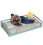 Twin Size Montessori-Inspired Floor Bed with Safety Guardrails for Kids by Ocodile.com