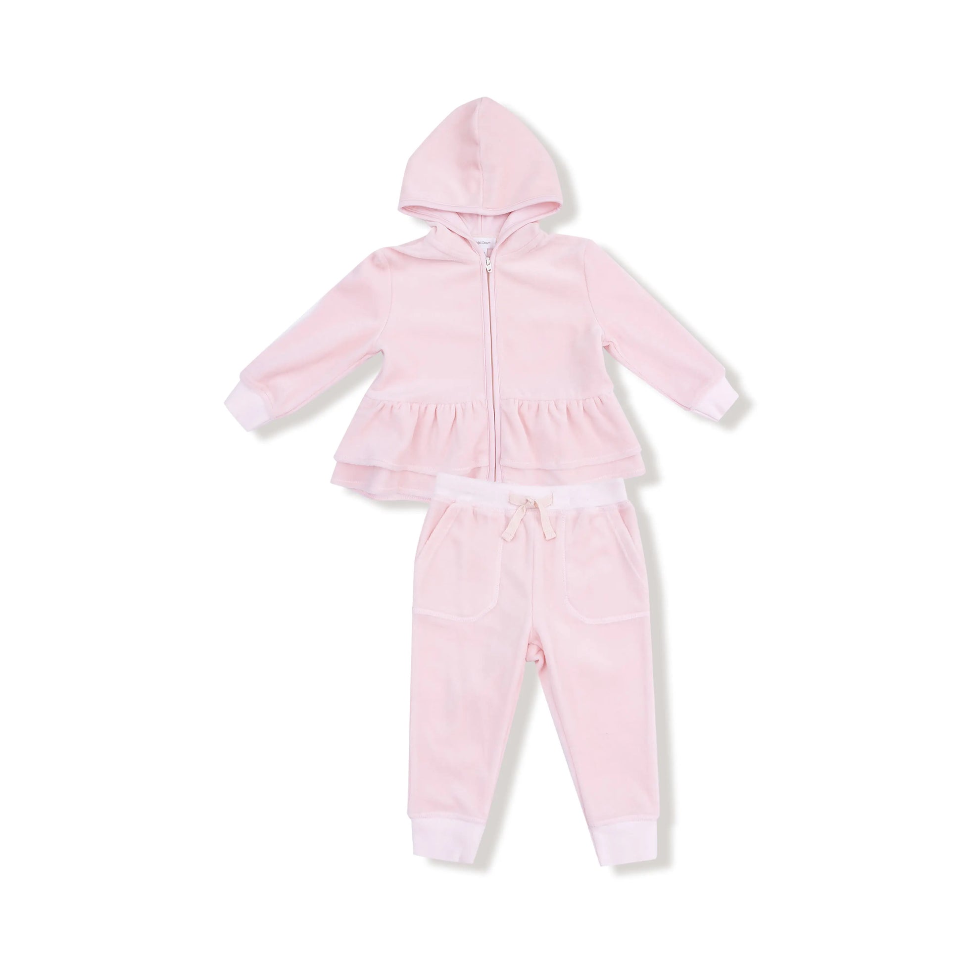 Velour Zip Peplum Hoodie And Jogger Set For Girls And Kids Angel Dear Everetts Place: Online Boutique