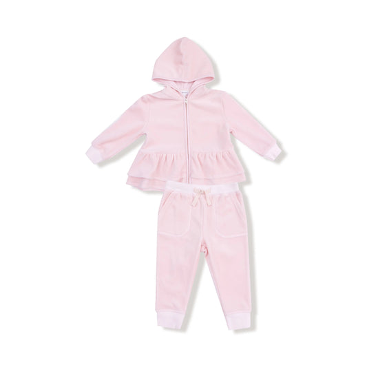 Velour Zip Peplum Hoodie And Jogger Set For Girls And Kids Angel Dear Everetts Place: Online Boutique
