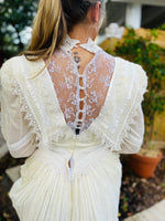 Sweet Harvest Farms Vintage Gown Wedding Dress Cotton Lace Pearl Buttons - Apparel & Accessories vintage